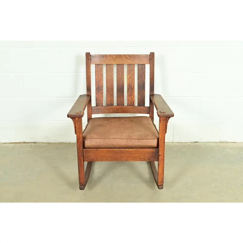 Stickley Brothers Antique Mission Oak Arts & Crafts Rocking Chair, Circa 1910 - Image 3