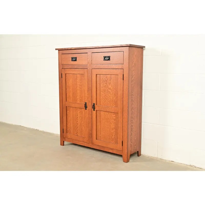 Stickley Style Mission Oak Arts & Crafts Bookcase or Bar Cabinet - Image 3