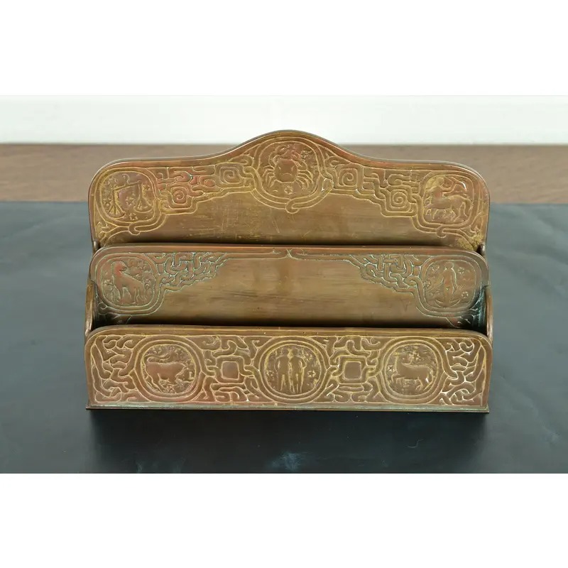 Tiffany Studios New York Zodiac Pattern Bronze Letter Rack - Image 3