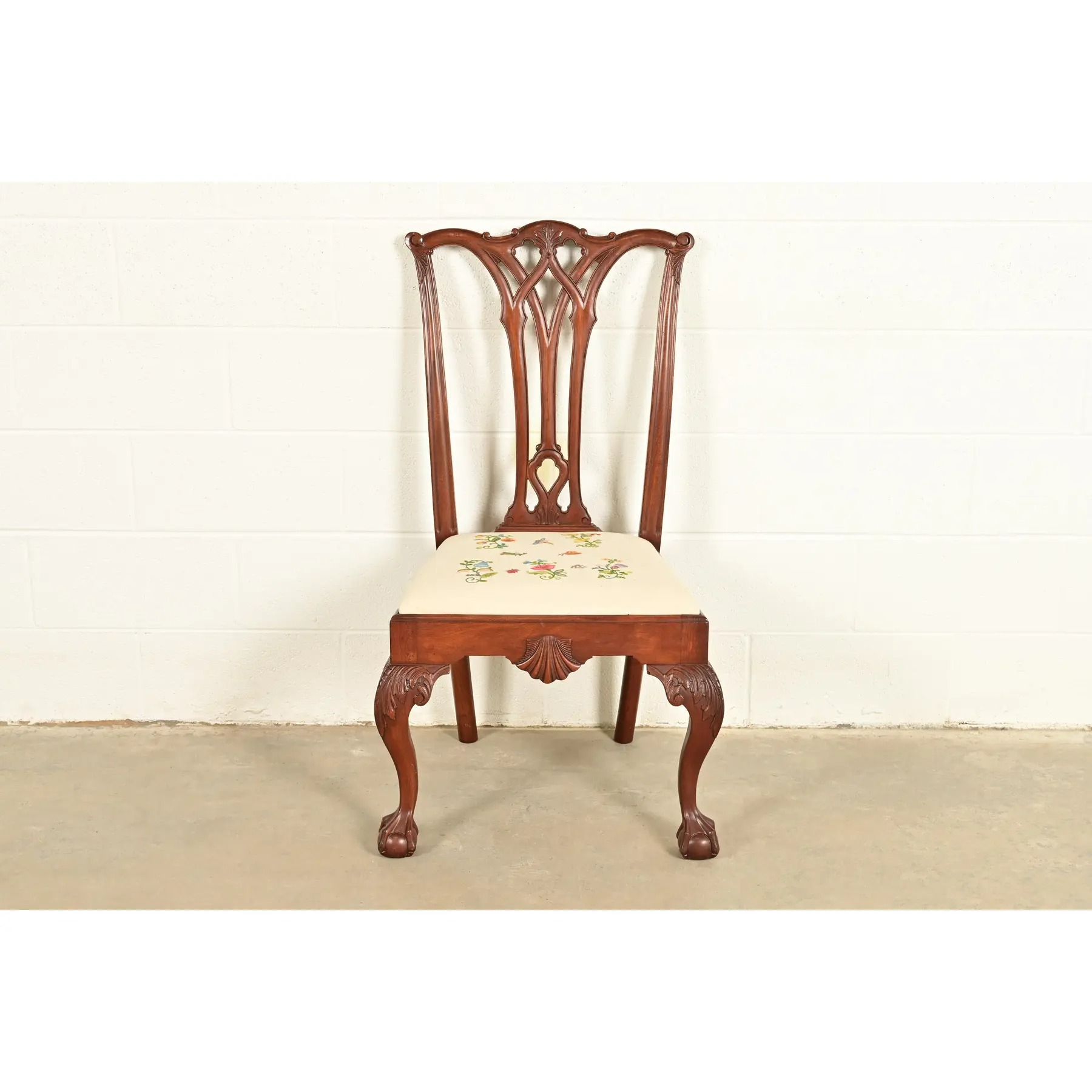 Baker Furniture Style Chippendale Carved Mahogany Side Chair or Dining Chair - Image 2