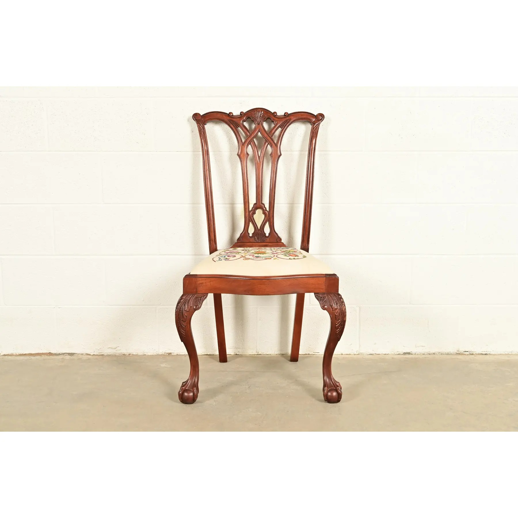 Baker Furniture Style Chippendale Carved Mahogany Side Chair or Dining Chair - Image 3