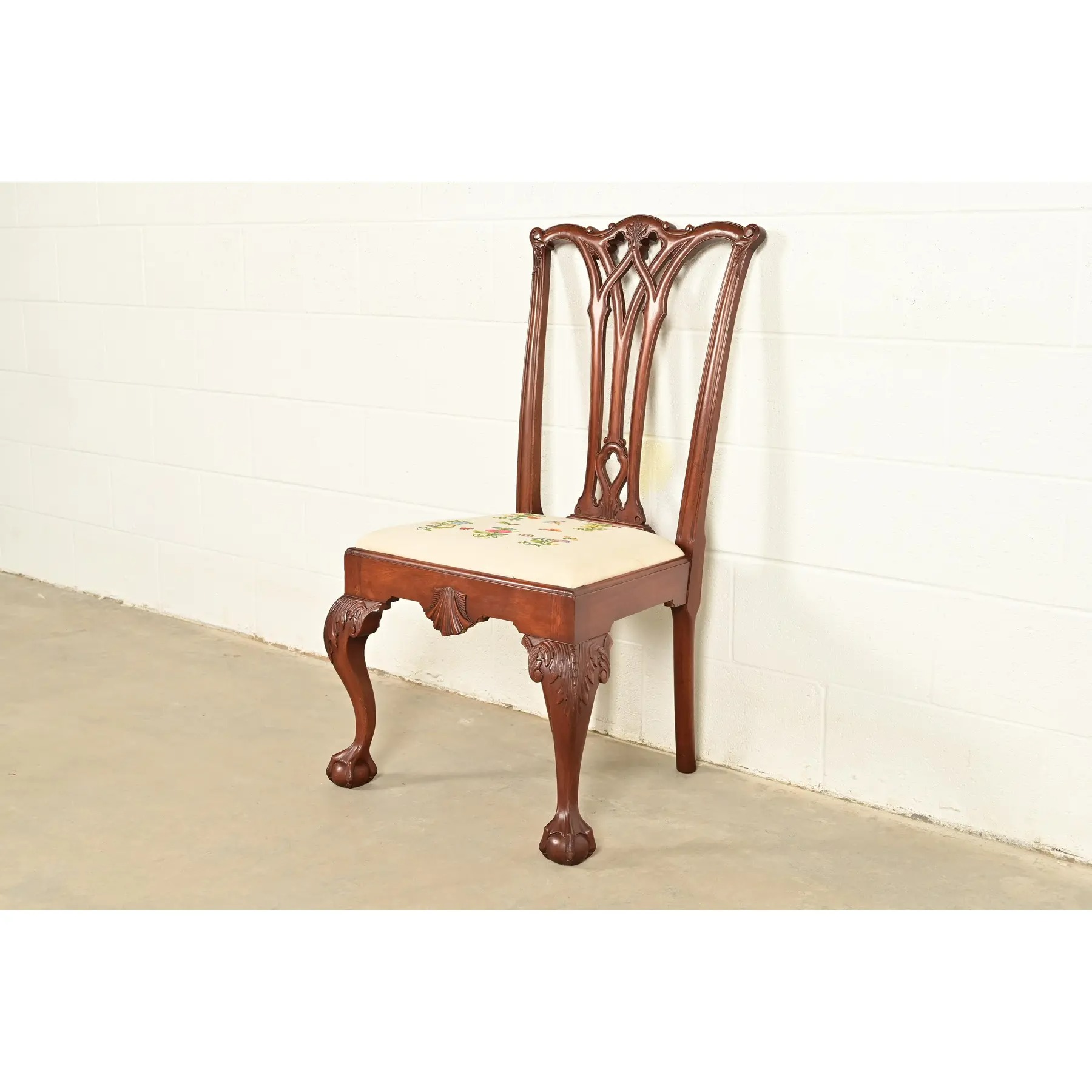 Baker Furniture Style Chippendale Carved Mahogany Side Chair or Dining Chair - Image 3