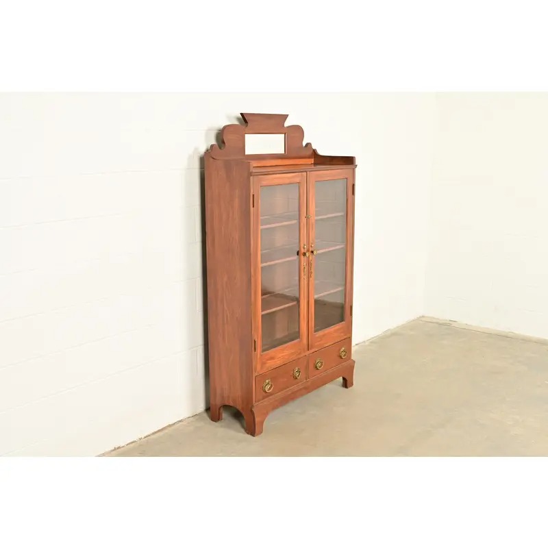 Antique Victorian Carved Walnut Bookcase, Circa 1890s - Image 4