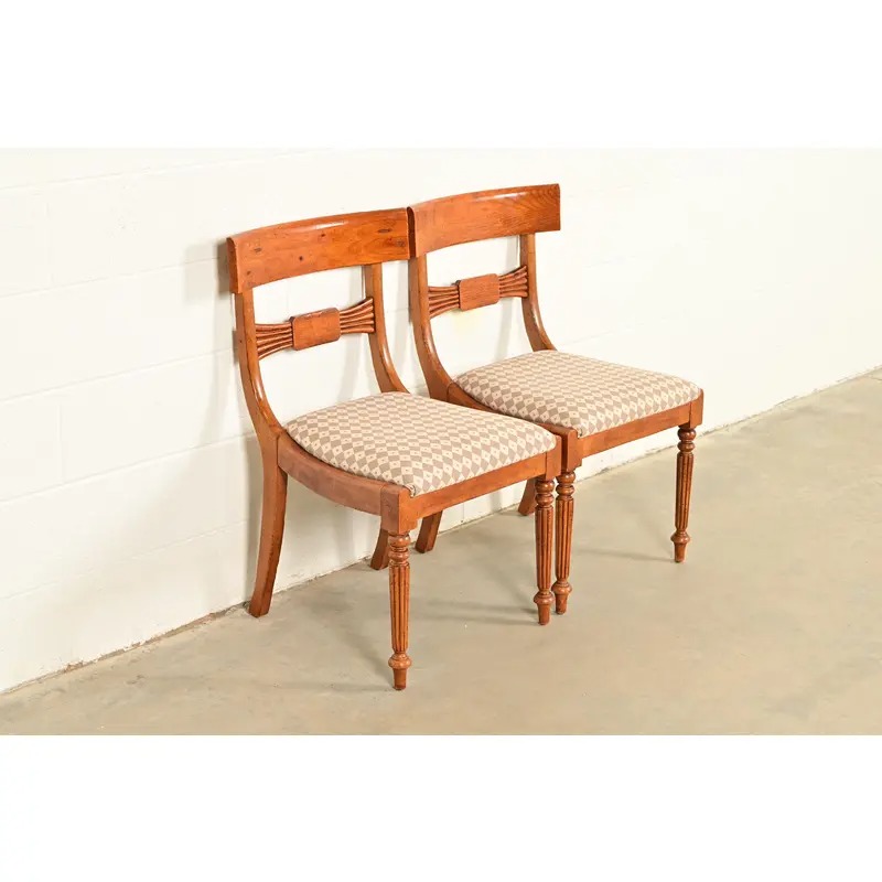 Baker Furniture English Regency Carved Maple Side Chairs or Dining Chairs, Pair - Image 4