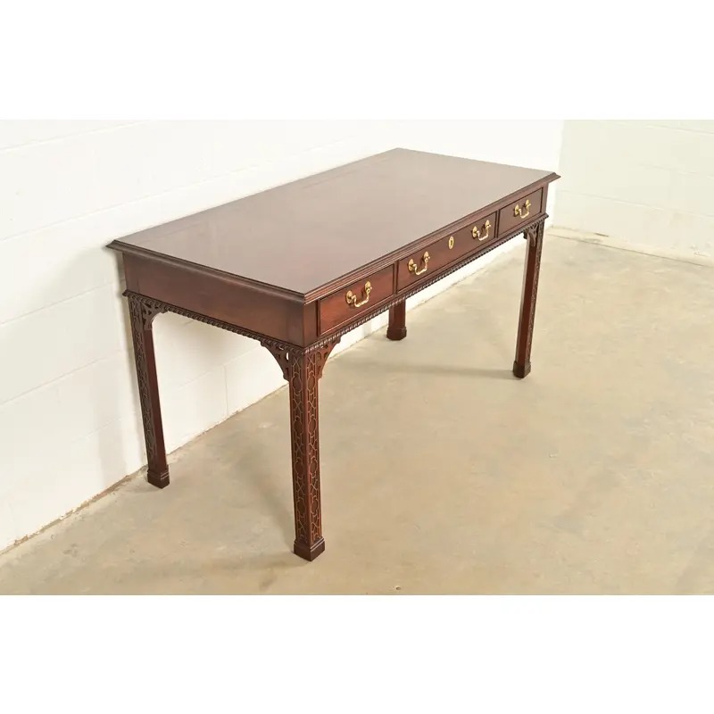 Councill Chippendale Carved Mahogany Writing Desk or Console Table - Image 4