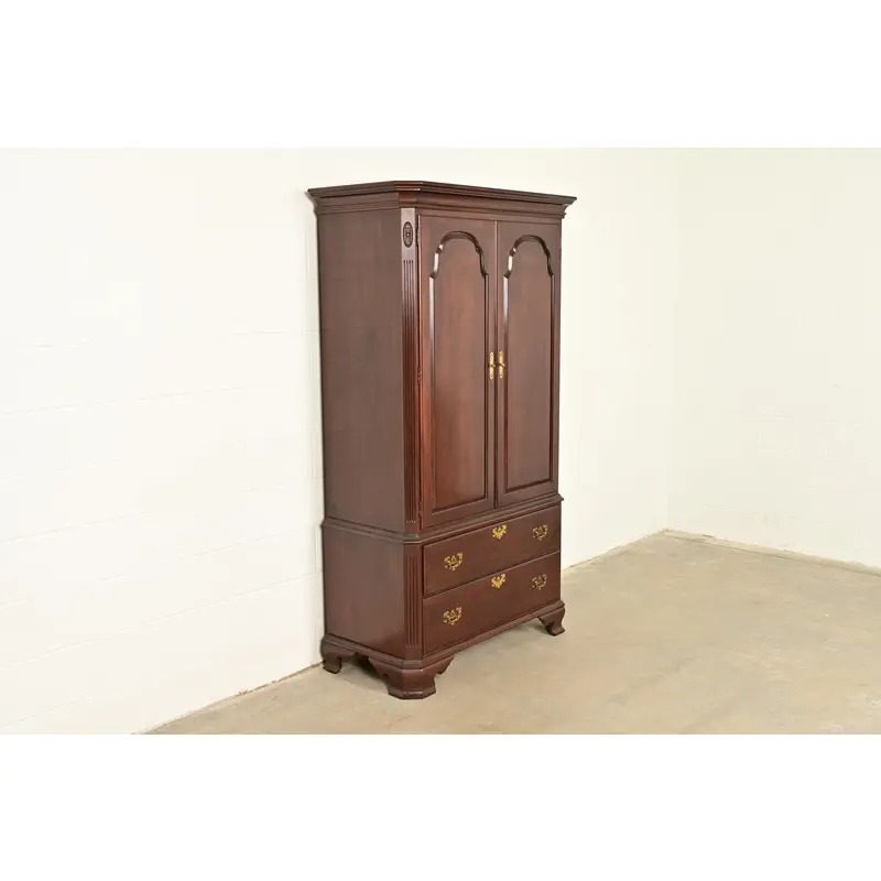 Ethan Allen Georgian Solid Cherry Wood Armoire Dresser or Gentleman's Chest - Image 4