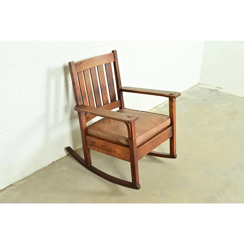 Stickley Brothers Antique Mission Oak Arts & Crafts Rocking Chair, Circa 1910 - Image 4