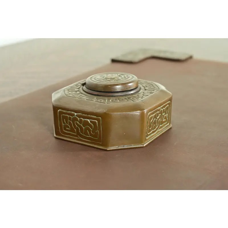 Tiffany Studios New York Zodiac Pattern Bronze Inkwell - Image 4