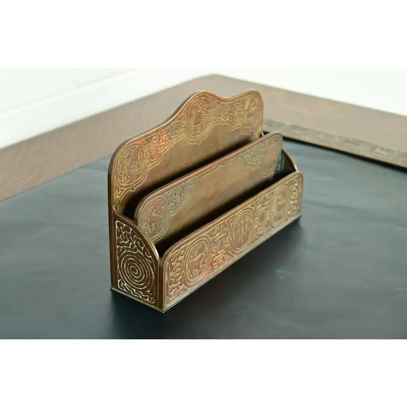Tiffany Studios New York Zodiac Pattern Bronze Letter Rack - Image 4