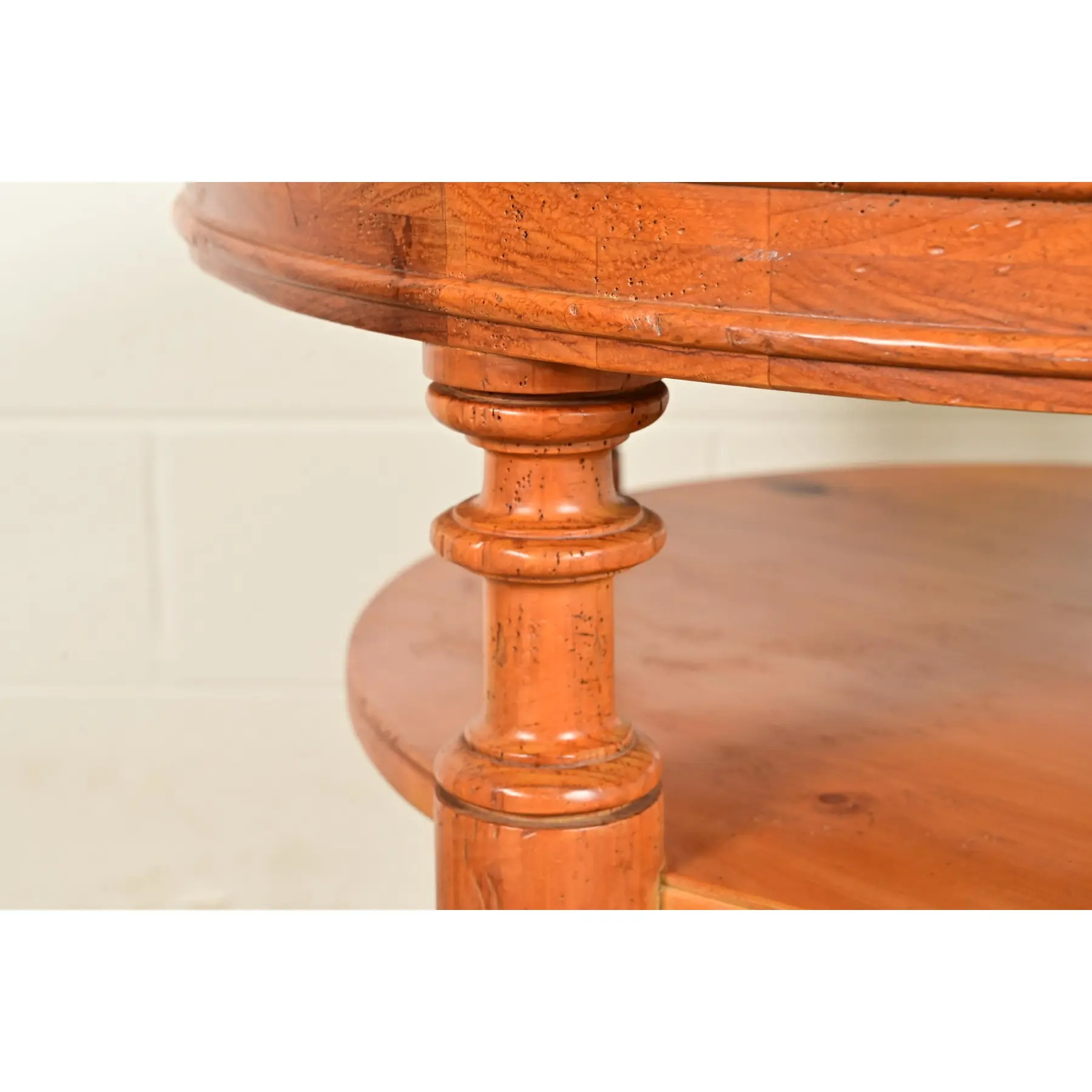 Baker Furniture Italian Provincial Pine and Travertine Top Tea Table or Center Table - Image 8
