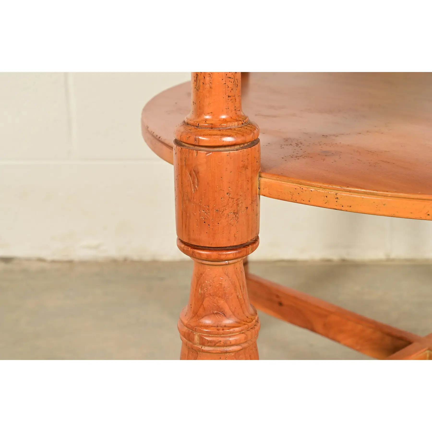 Baker Furniture Italian Provincial Pine and Travertine Top Tea Table or Center Table - Image 9