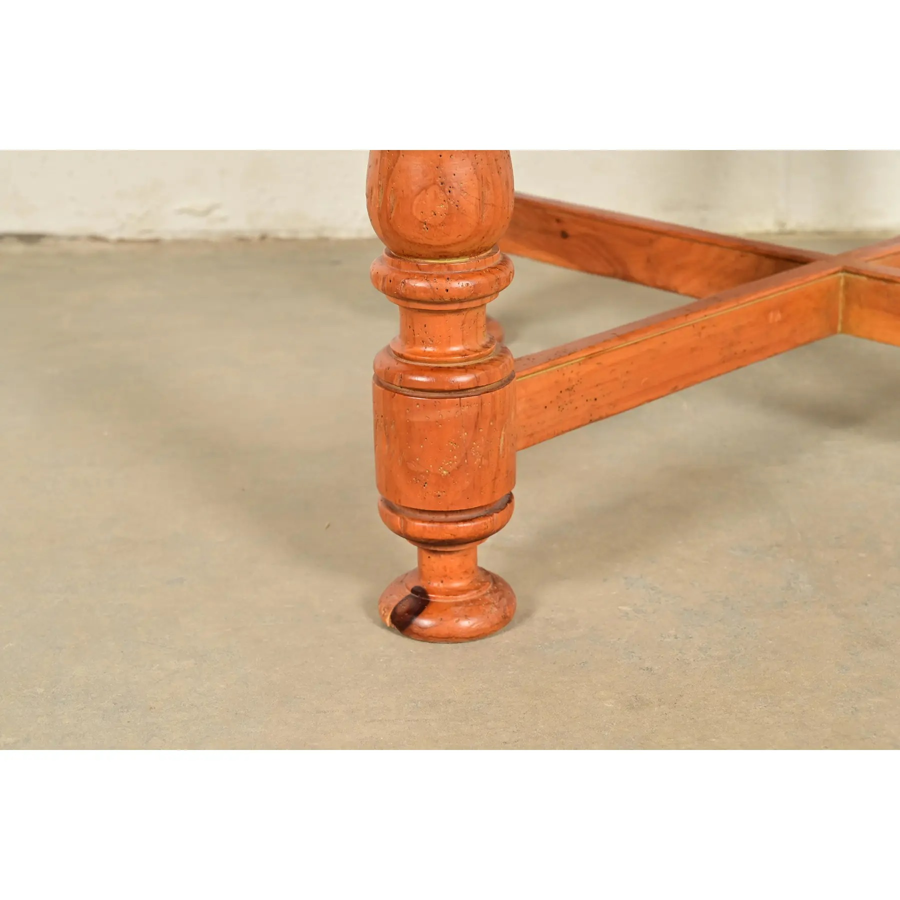 Baker Furniture Italian Provincial Pine and Travertine Top Tea Table or Center Table - Image 10