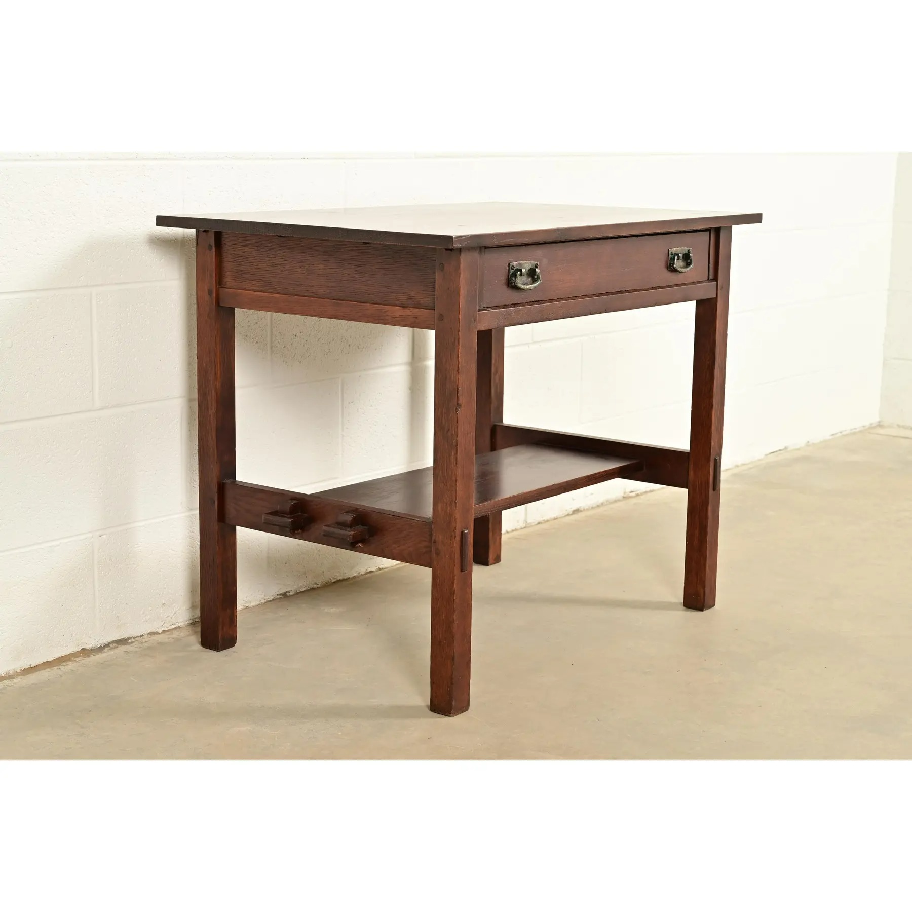 L. & J. G. Stickley Antique Mission Oak Arts & Crafts Writing Desk or Library Table, Circa 1910 - Image 4