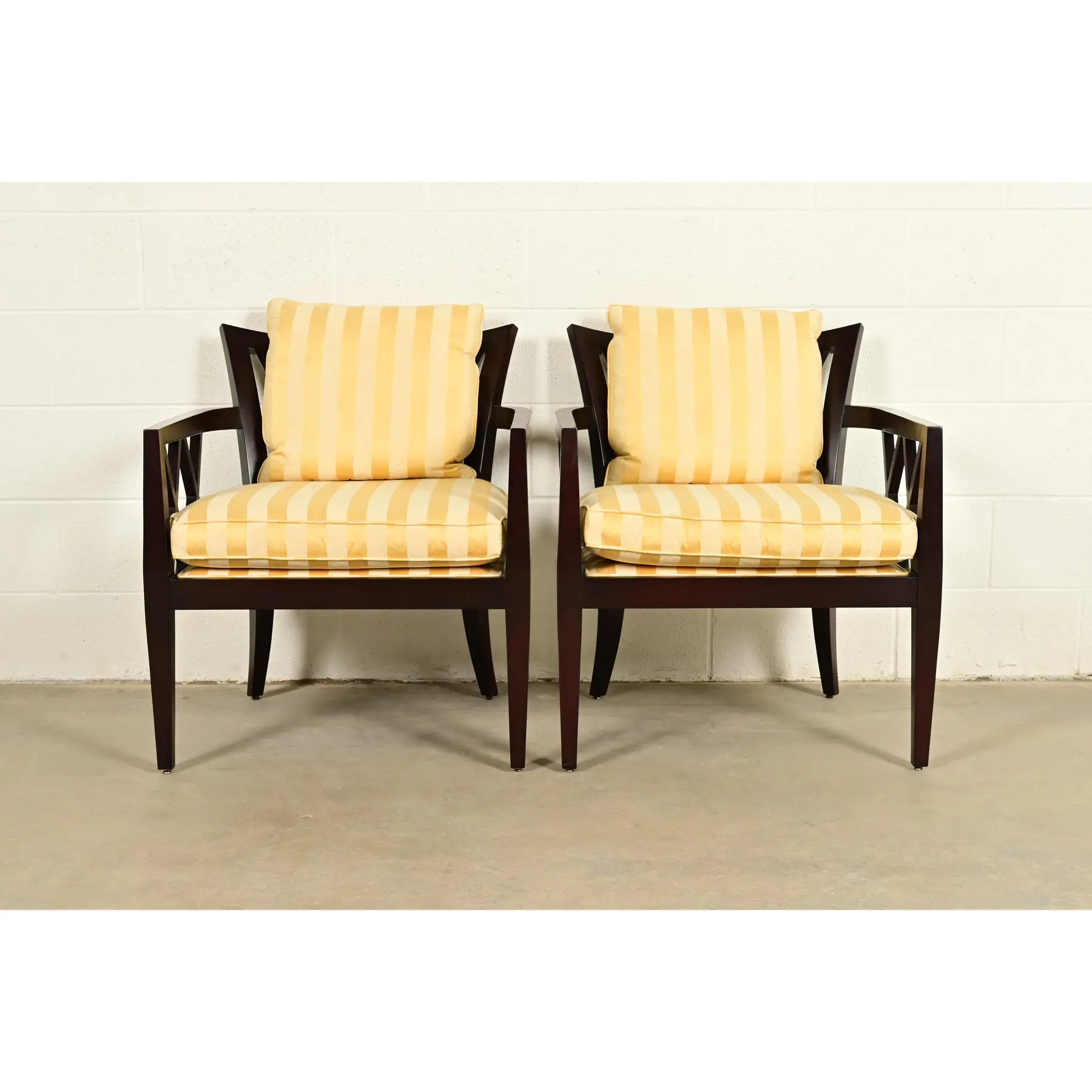 Barbara Barry for Baker Furniture Modern Regency Lounge Chairs, Pair - Image 2