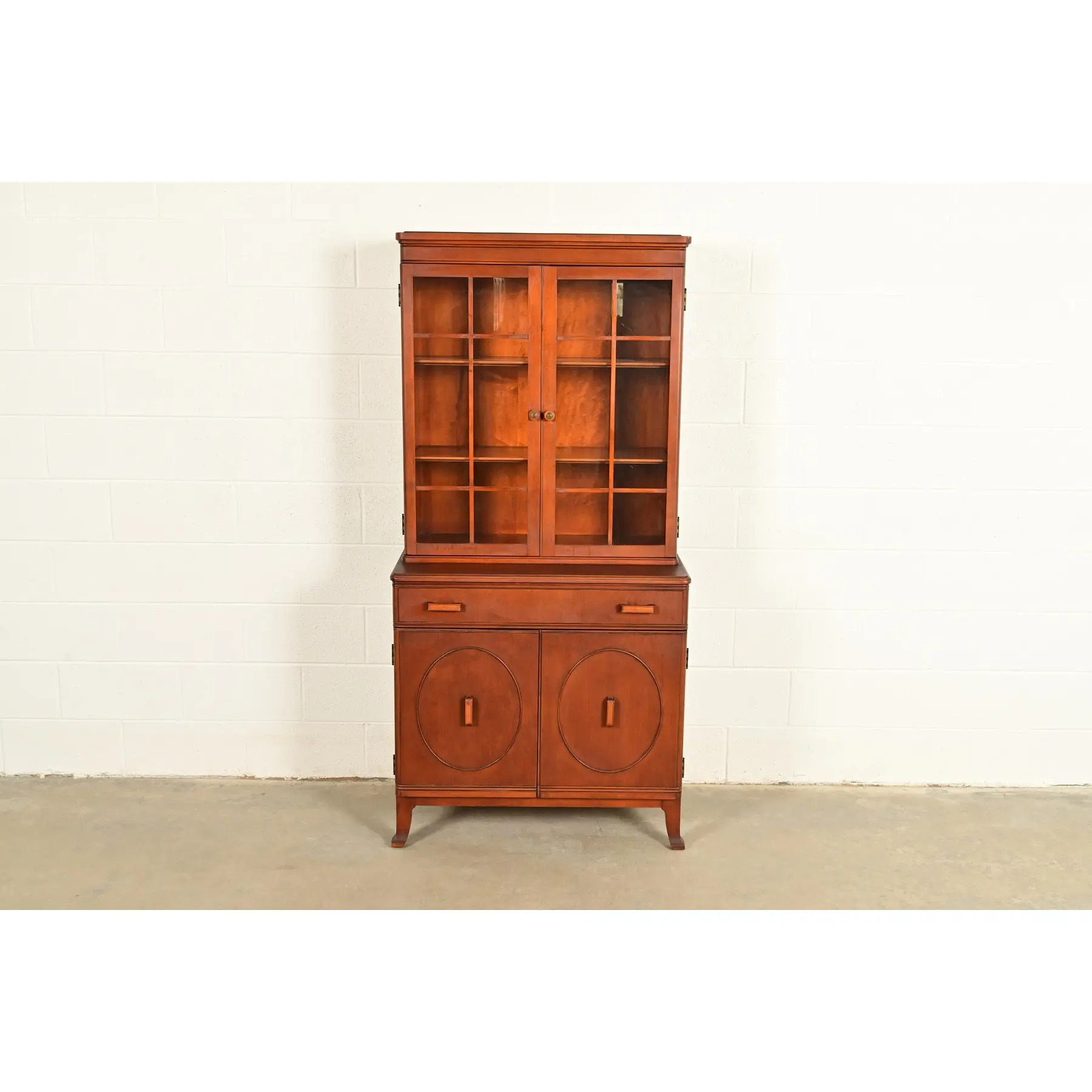 Stickley Brothers Antique Art Deco Maple Breakfront Bookcase Cabinet, Circa 1920s - Image 2