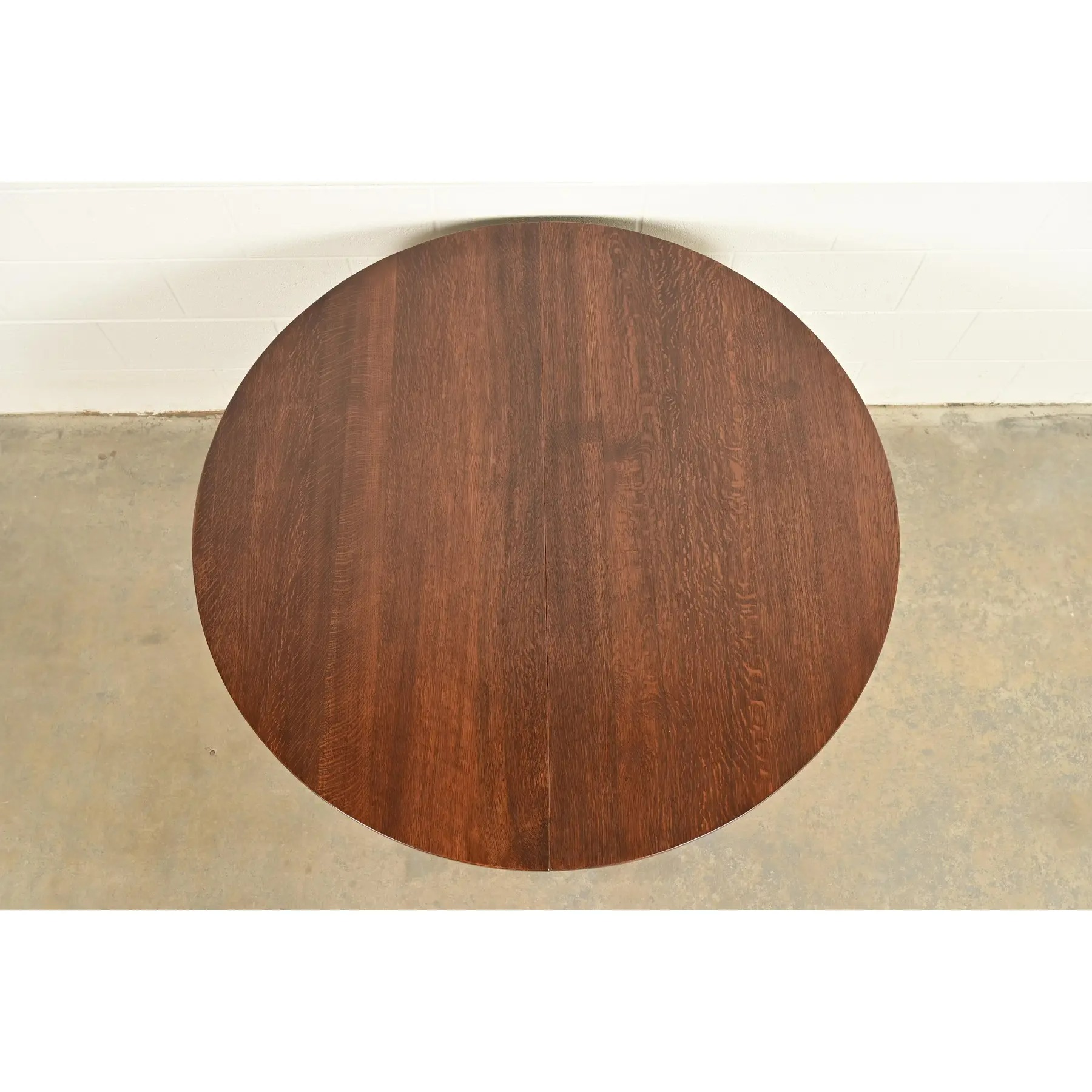 Stickley Brothers Style Antique Mission Oak Arts & Crafts Pedestal Extension Dining Table, Newly Refinished - Image 5