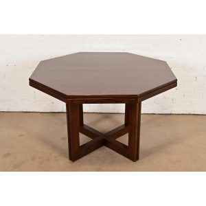 Frank Lloyd Wright Style Mid-Century Modern Oak X-Base Dining Table, Newly Refinished