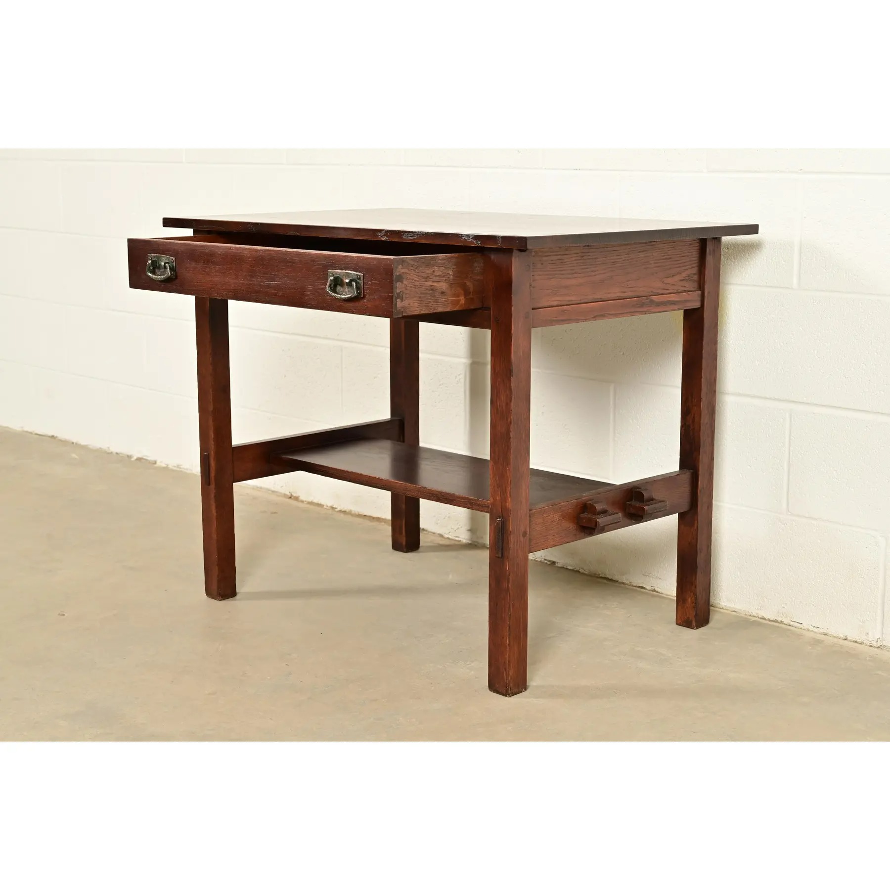 L. & J. G. Stickley Antique Mission Oak Arts & Crafts Writing Desk or Library Table, Circa 1910 - Image 6