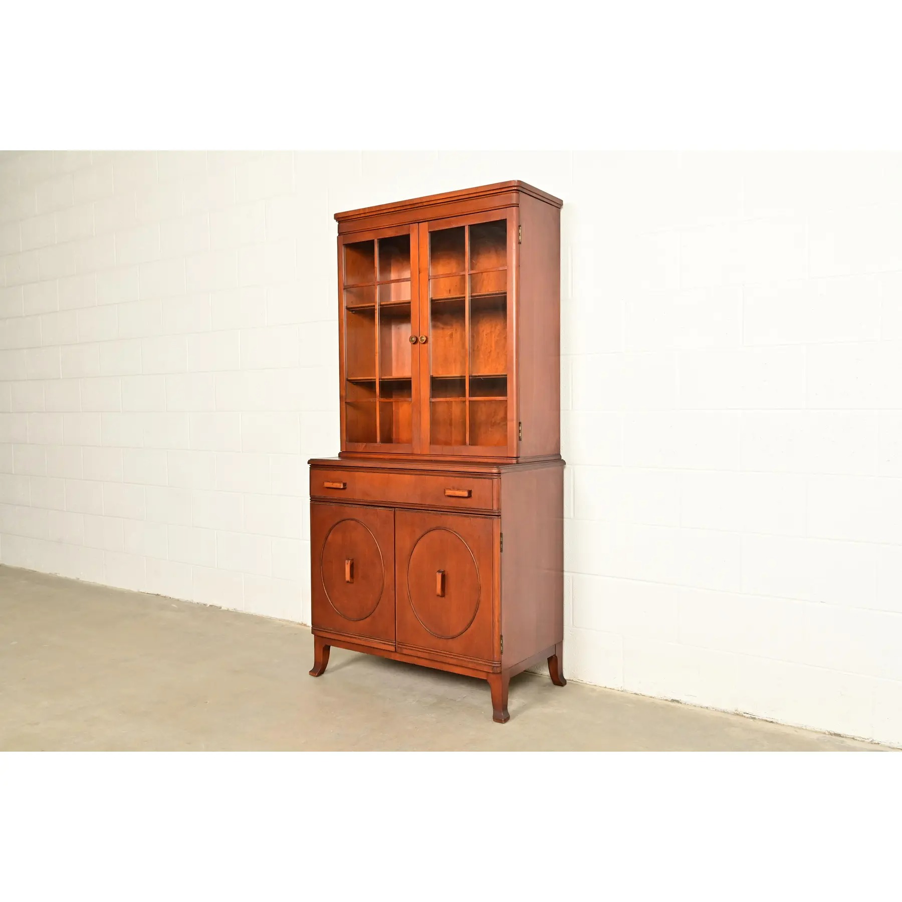 Stickley Brothers Antique Art Deco Maple Breakfront Bookcase Cabinet, Circa 1920s - Image 3
