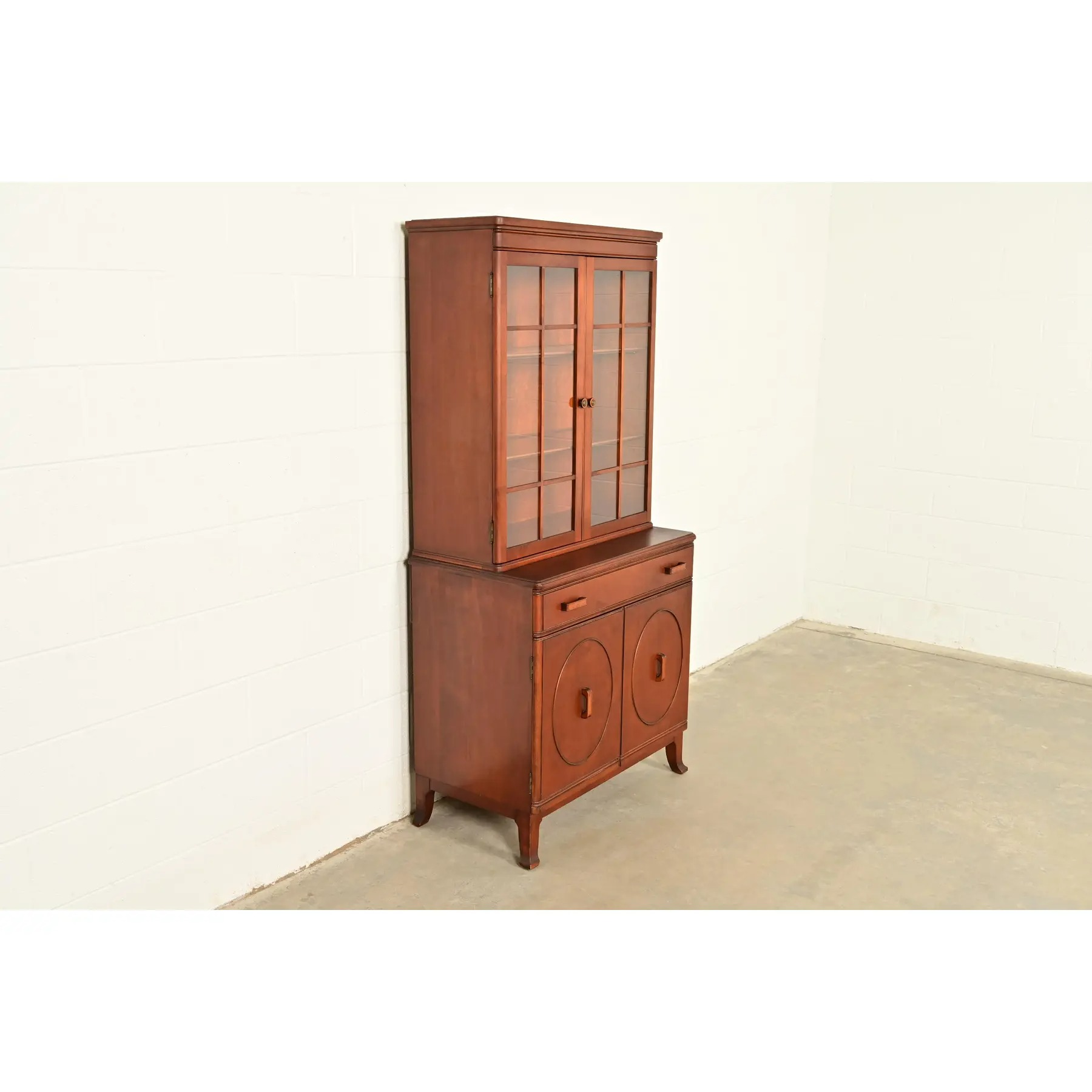 Stickley Brothers Antique Art Deco Maple Breakfront Bookcase Cabinet, Circa 1920s - Image 4