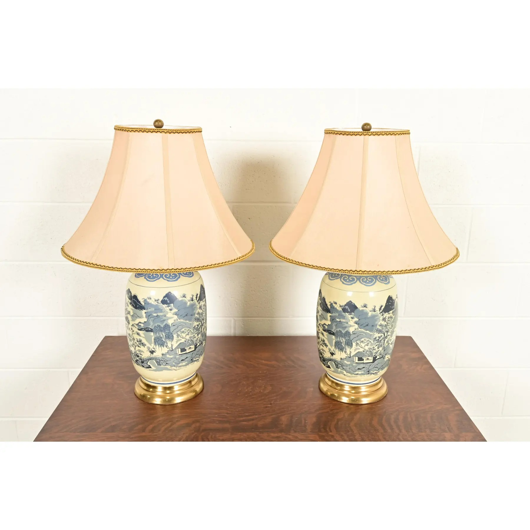 1970s Chinese Blue and White Porcelain Ginger Jar Table Lamps by Westwood - a Pair - Image 2