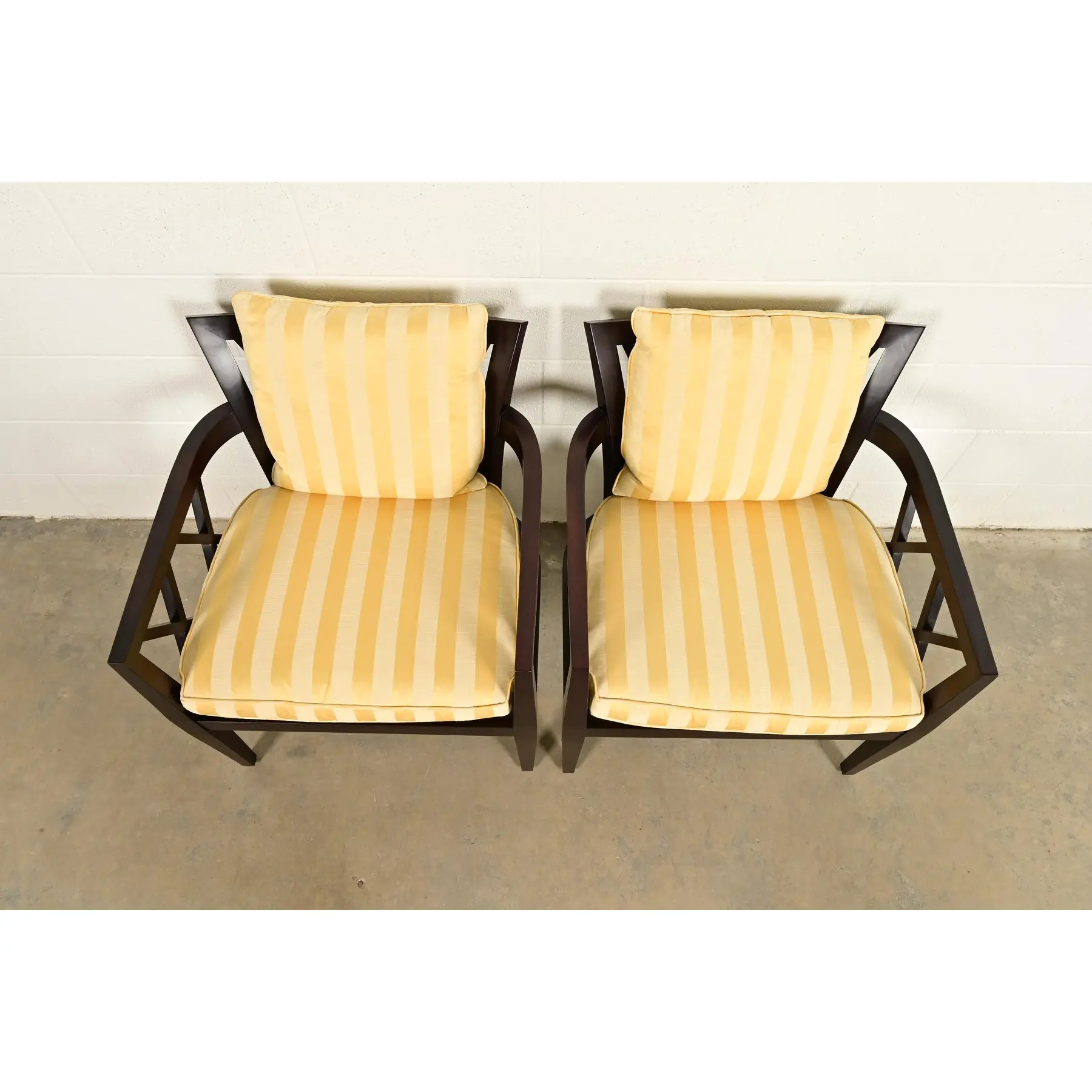 Barbara Barry for Baker Furniture Modern Regency Lounge Chairs, Pair - Image 5