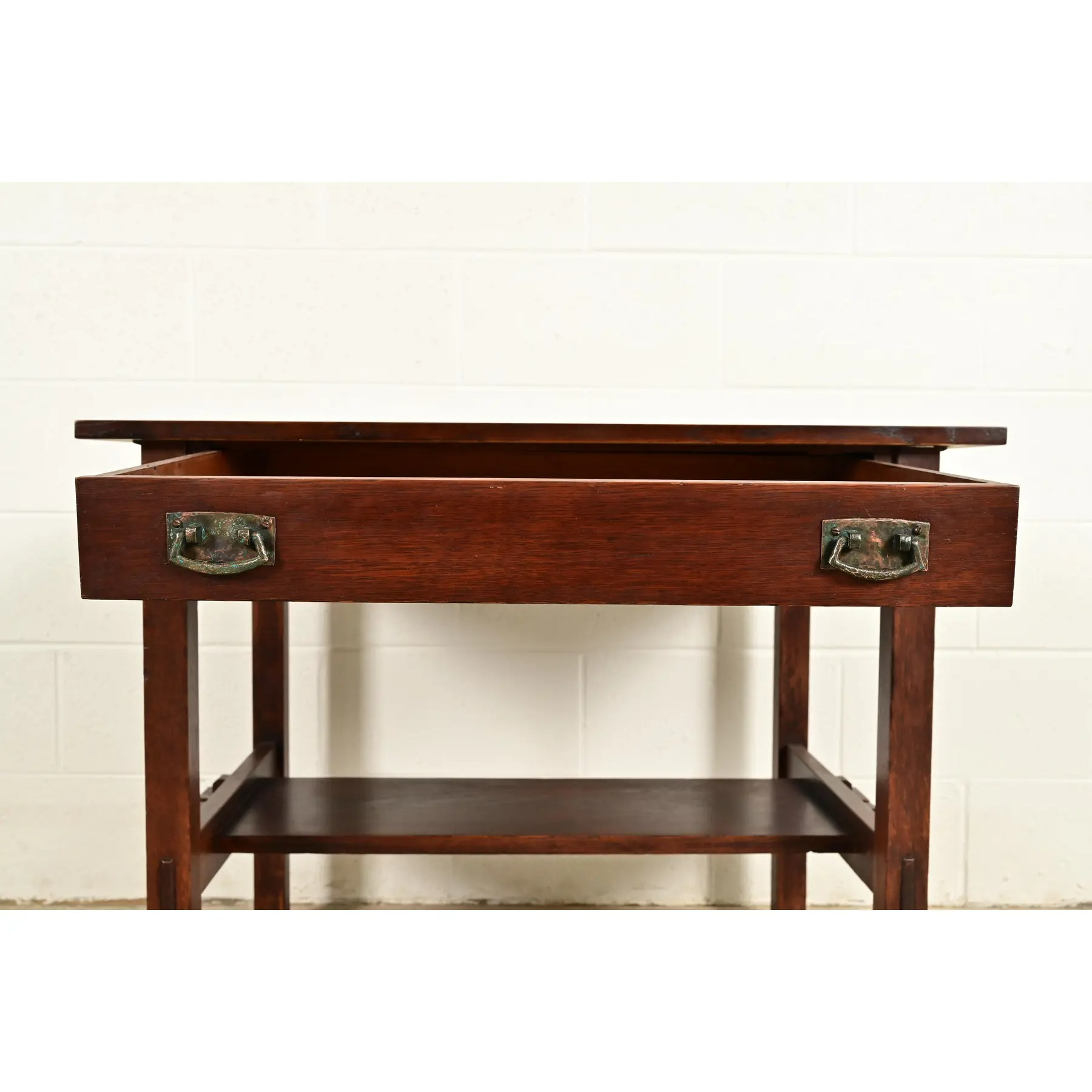L. & J. G. Stickley Antique Mission Oak Arts & Crafts Writing Desk or Library Table, Circa 1910 - Image 8