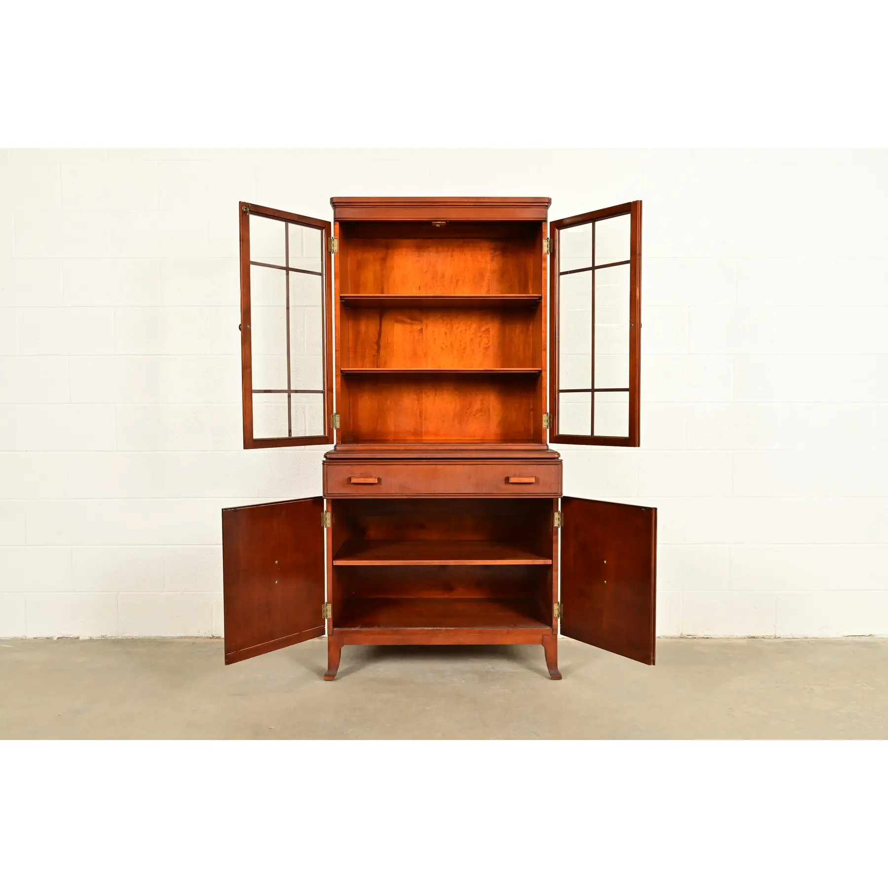 Stickley Brothers Antique Art Deco Maple Breakfront Bookcase Cabinet, Circa 1920s - Image 5