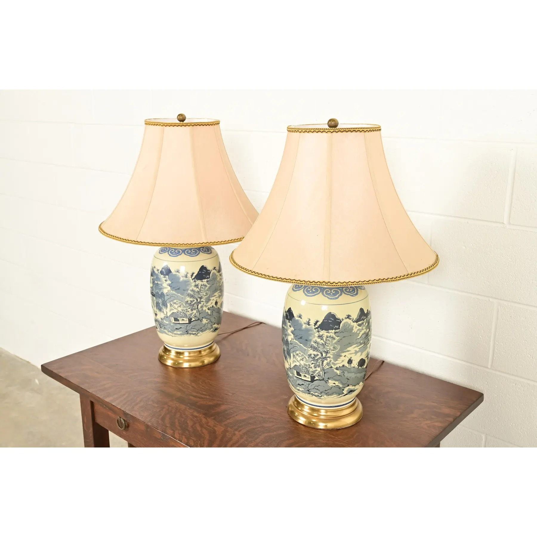1970s Chinese Blue and White Porcelain Ginger Jar Table Lamps by Westwood - a Pair - Image 3