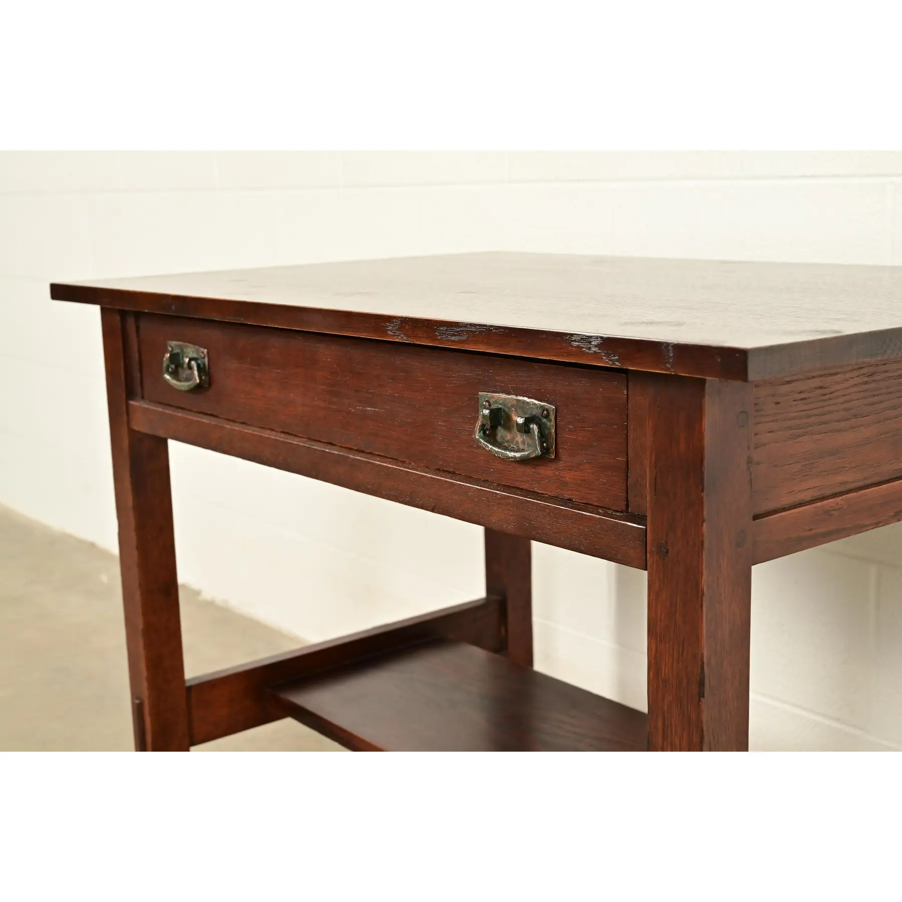 L. & J. G. Stickley Antique Mission Oak Arts & Crafts Writing Desk or Library Table, Circa 1910 - Image 9