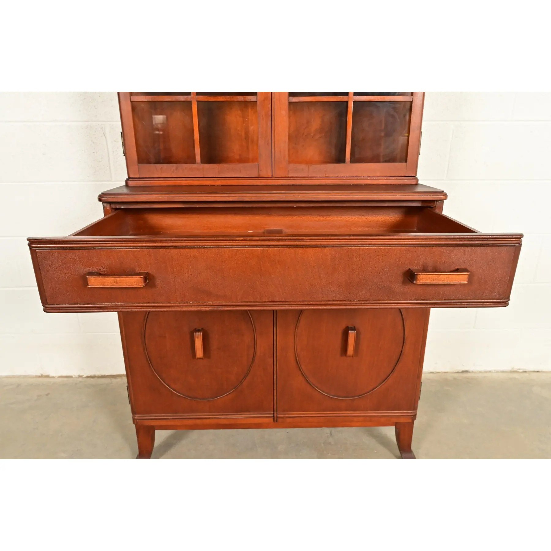 Stickley Brothers Antique Art Deco Maple Breakfront Bookcase Cabinet, Circa 1920s - Image 6