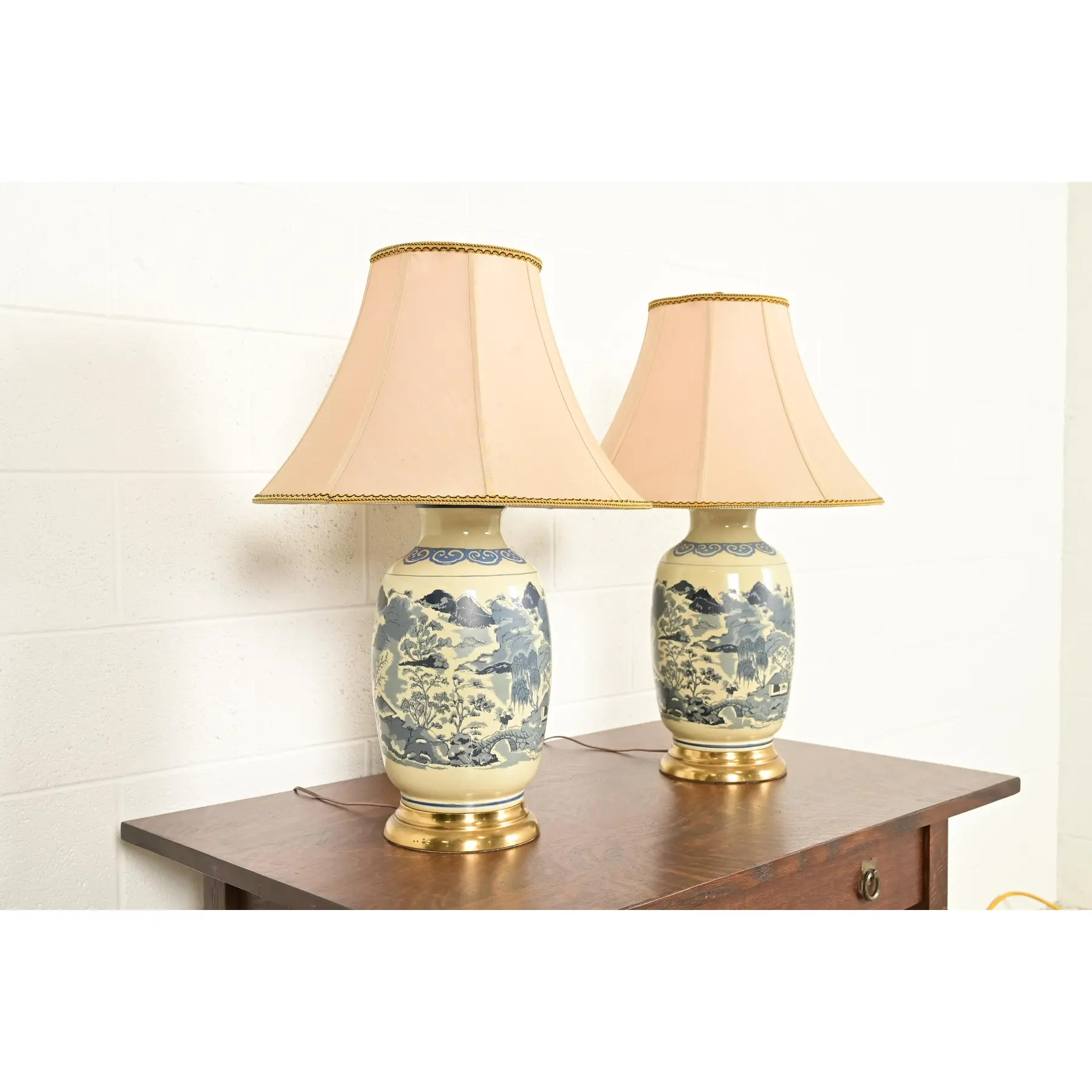 1970s Chinese Blue and White Porcelain Ginger Jar Table Lamps by Westwood - a Pair - Image 4