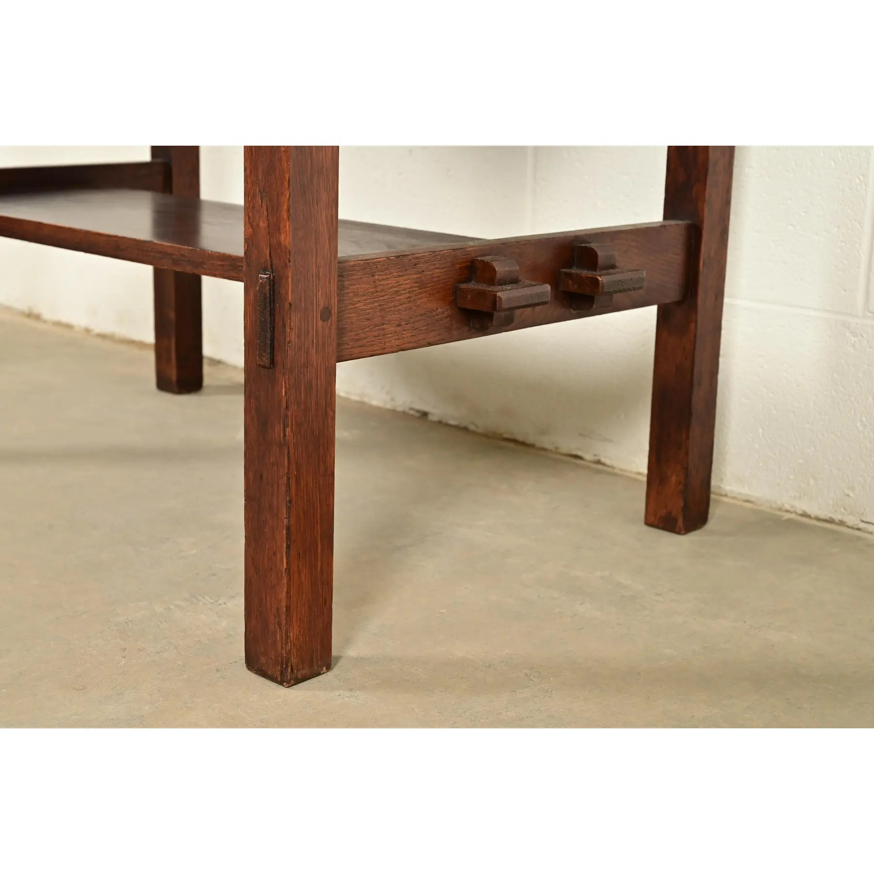 L. & J. G. Stickley Antique Mission Oak Arts & Crafts Writing Desk or Library Table, Circa 1910 - Image 10