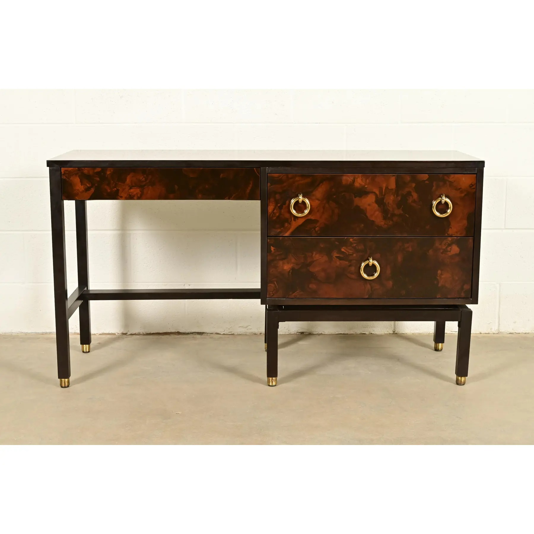 Edward Wormley for Dunbar Mid-Century Modern Burl Wood Desk, 1960s - Image 2
