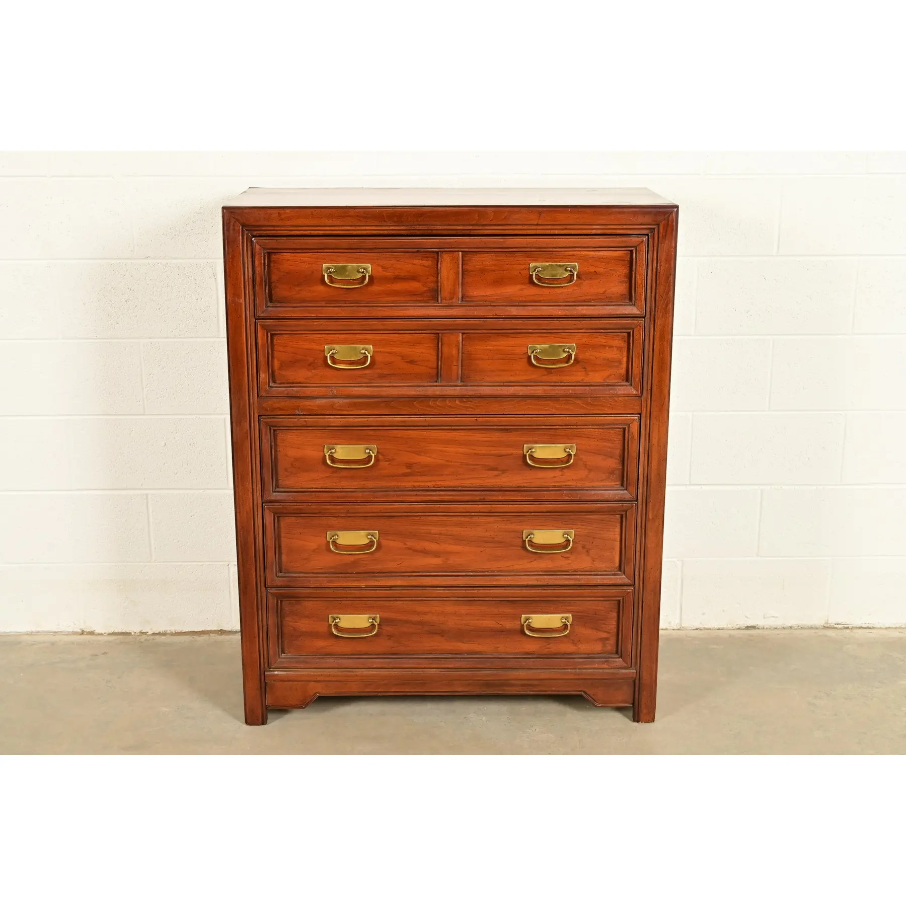Thomasville Mid-Century Modern Hollywood Regency Campaign Walnut Highboy Dresser, 1970s - Image 2
