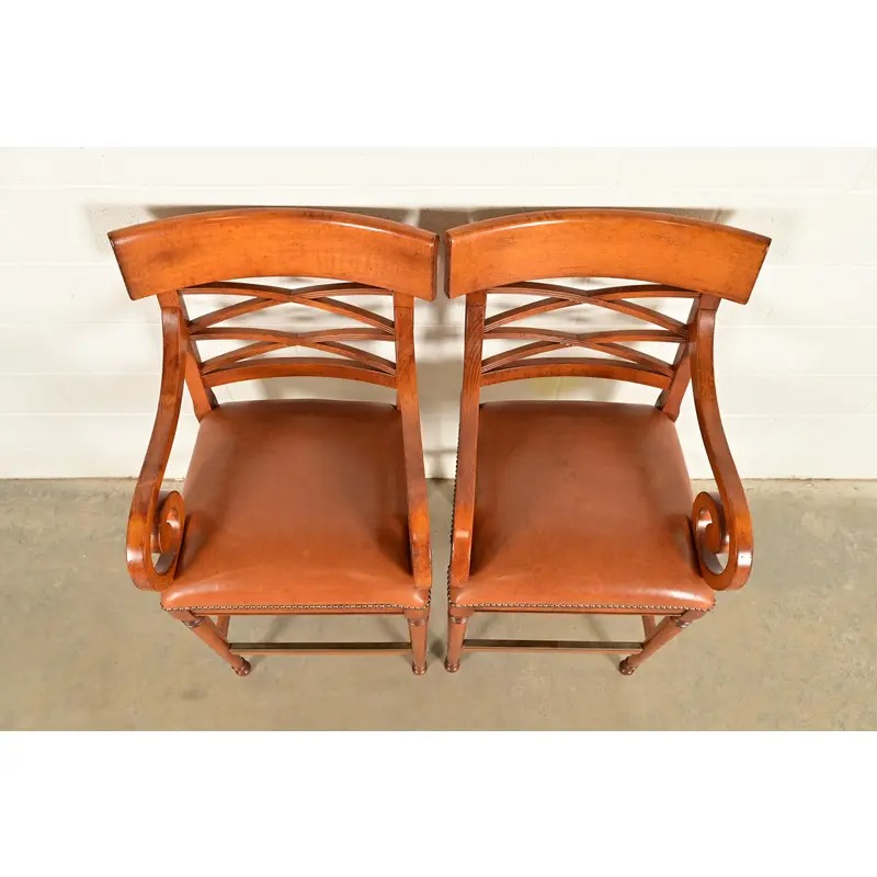 Baker Furniture English Regency Carved Walnut Bar Stools, Pair - Image 5