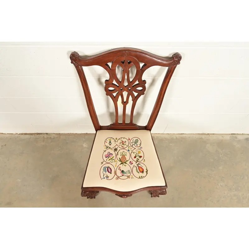 Baker Furniture Style Chippendale Carved Mahogany Side Chair or Dining Chair - Image 5