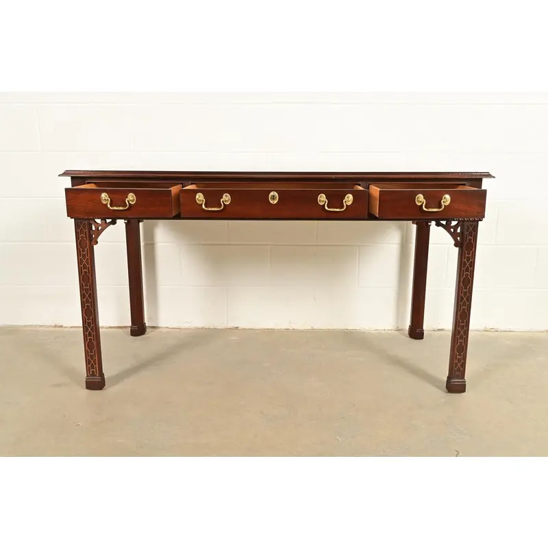 Councill Chippendale Carved Mahogany Writing Desk or Console Table - Image 5