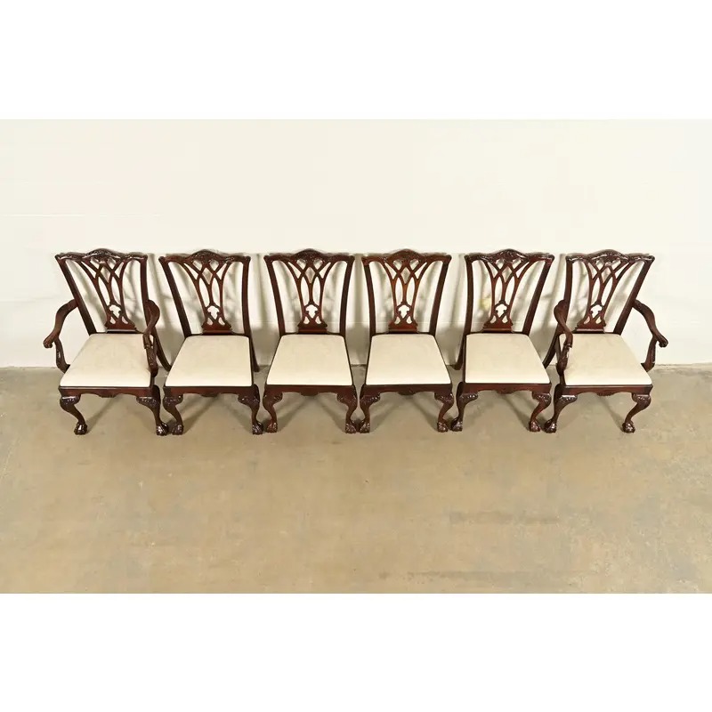Drexel Heritage Chippendale Carved Mahogany Dining Chairs, Set of Six - Image 5
