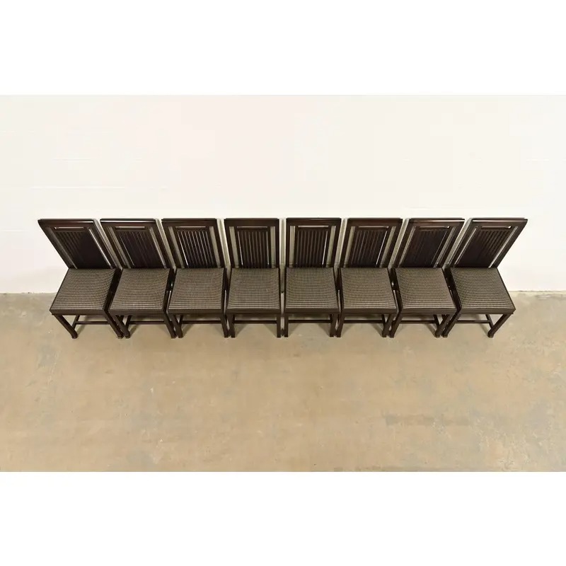 Frank Lloyd Wright for Cassina Arts & Crafts Dark Cherry Wood Dining Chairs, Set of Eight - Image 5