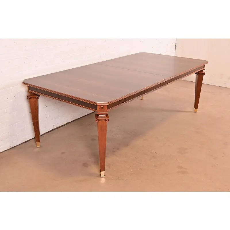 Theodore Alexander French Regency Louis XVI Burl Wood Dining Table, Newly Refinished - Image 5