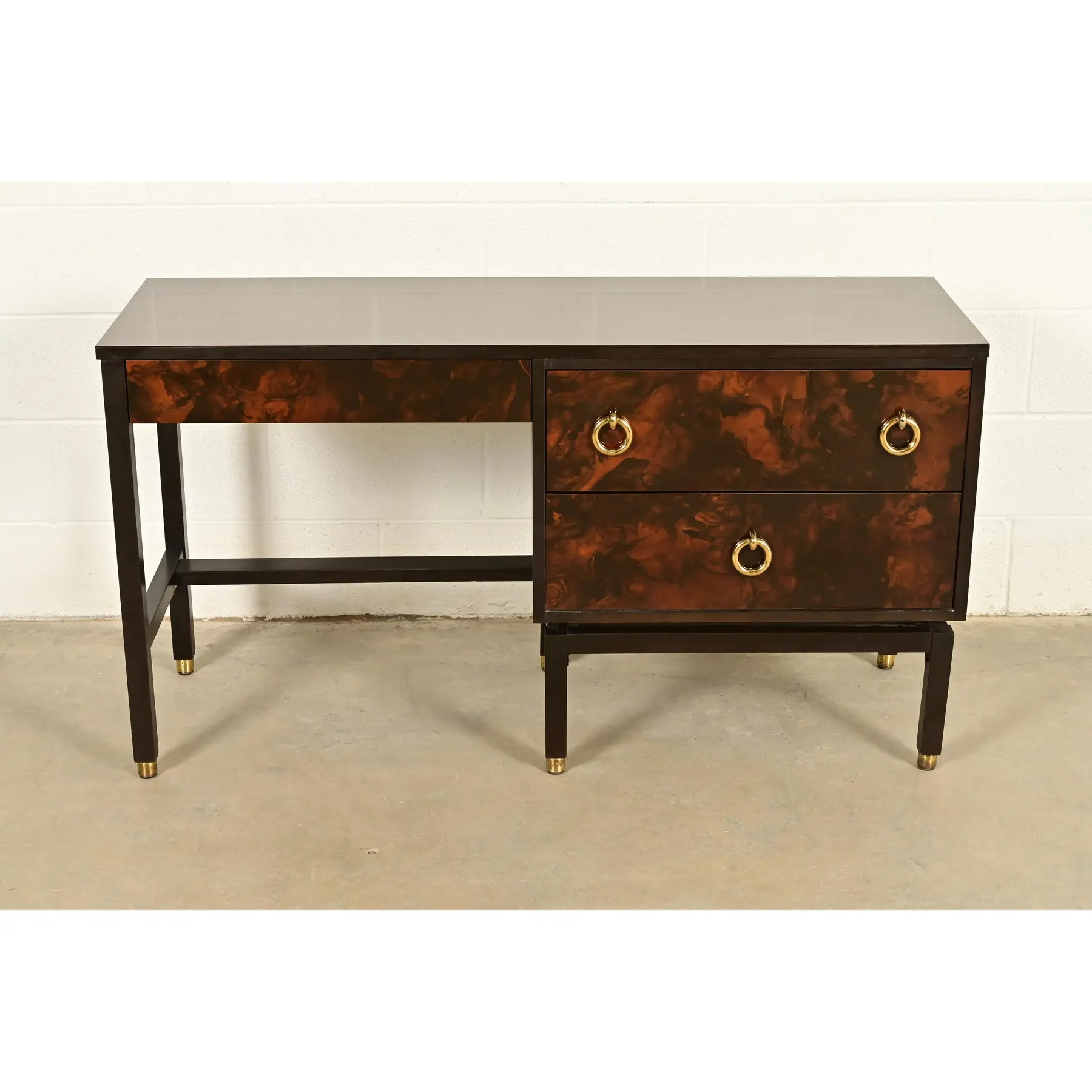 Edward Wormley for Dunbar Mid-Century Modern Burl Wood Desk, 1960s - Image 3
