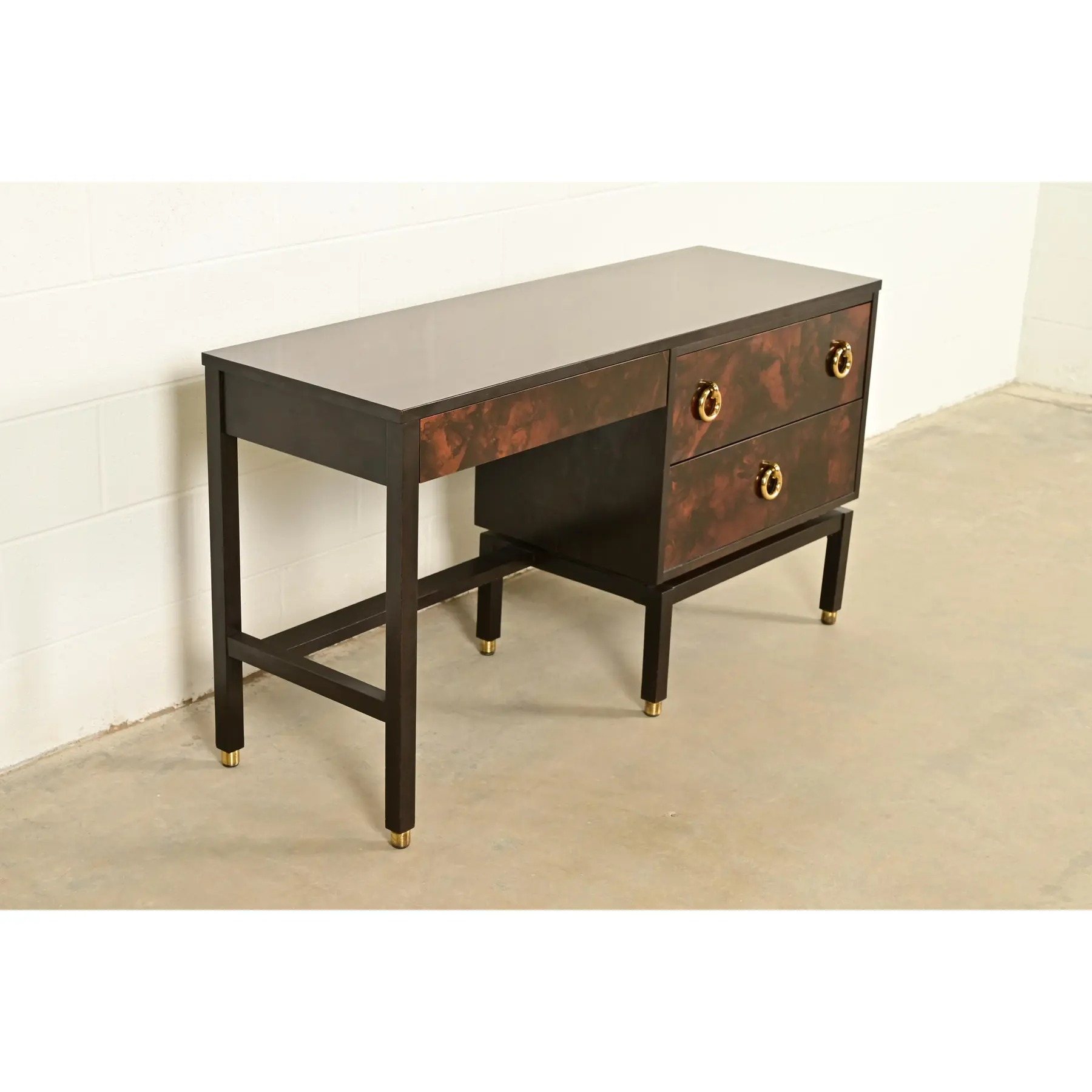 Edward Wormley for Dunbar Mid-Century Modern Burl Wood Desk, 1960s - Image 4