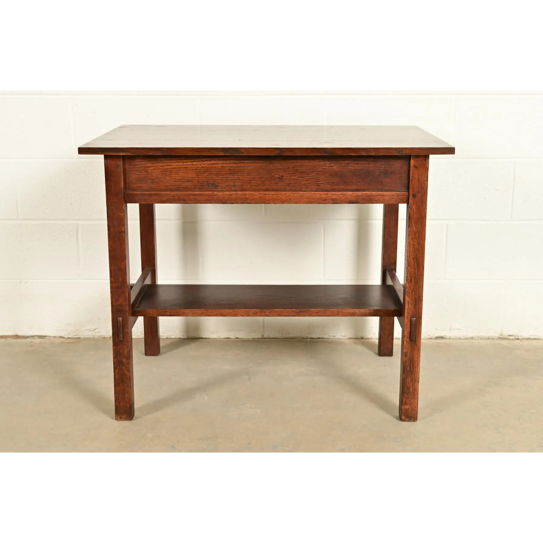 L. & J. G. Stickley Antique Mission Oak Arts & Crafts Writing Desk or Library Table, Circa 1910 - Image 13