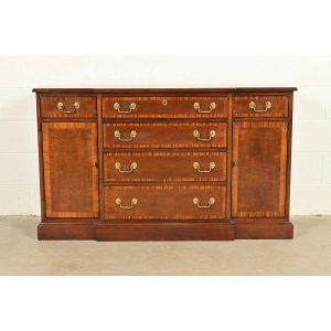 Councill Georgian Banded Mahogany Sideboard, Credenza, or Bar Cabinet