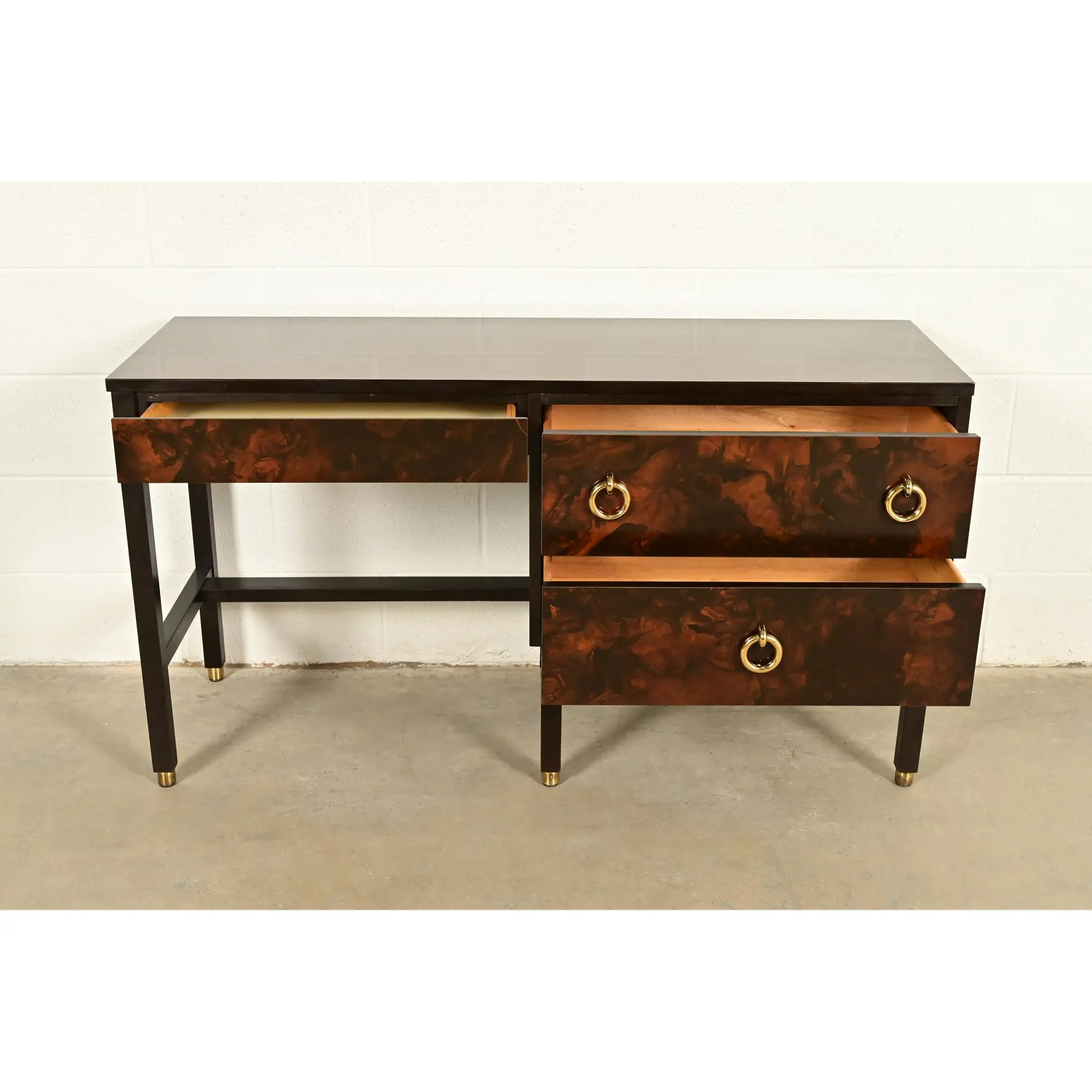 Edward Wormley for Dunbar Mid-Century Modern Burl Wood Desk, 1960s - Image 5
