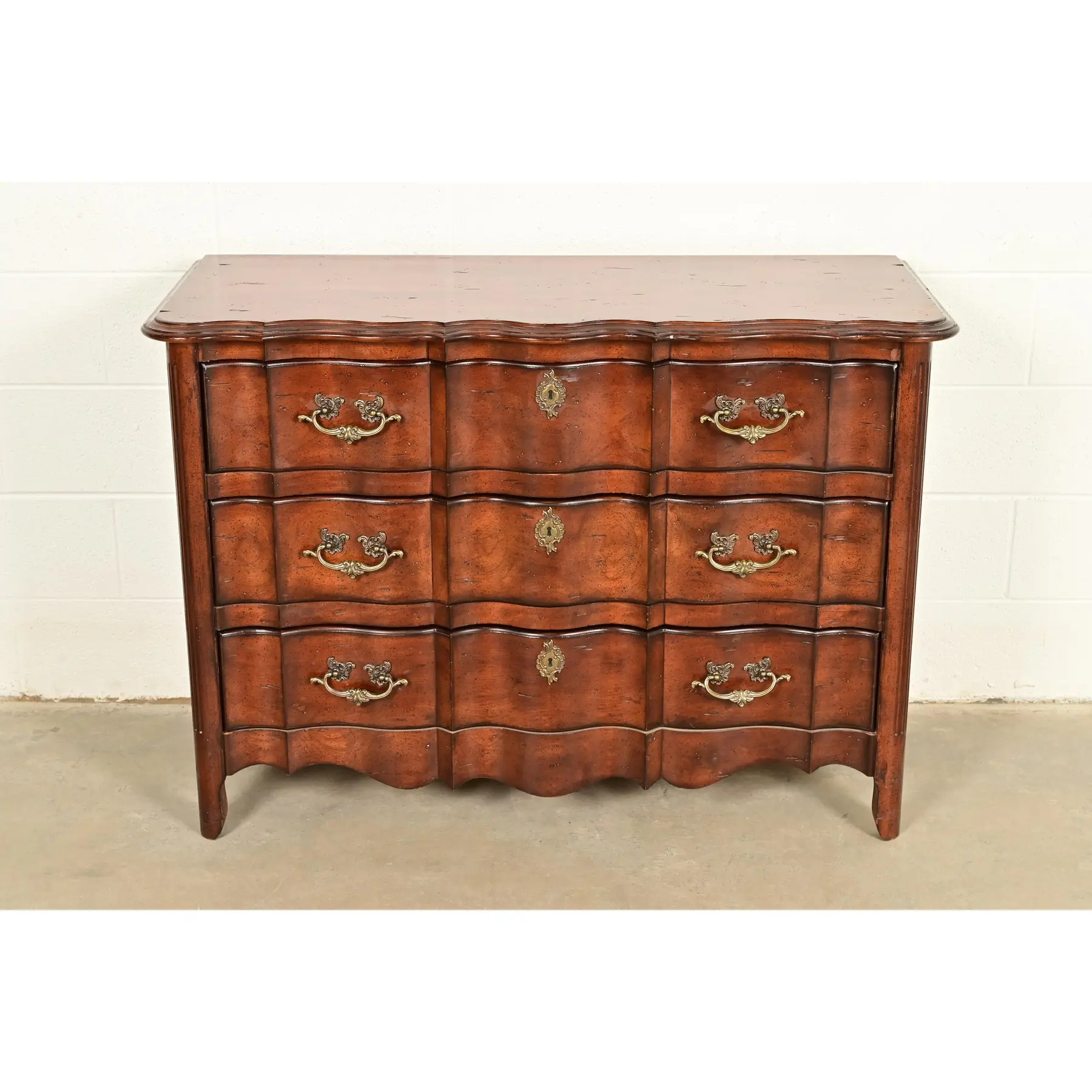 Harden Furniture French Provincial Louis XV Carved Walnut Three-Drawer Dresser or Chest of Drawers - Image 2