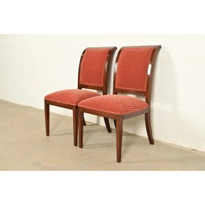 Smith & Watson Regency Carved Mahogany Side Chairs or Dining Chairs, Pair