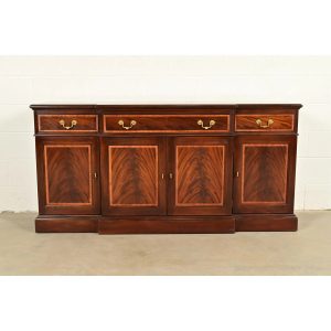Stickley Georgian Banded Flame Mahogany Sideboard, Credenza, or Bar Cabinet