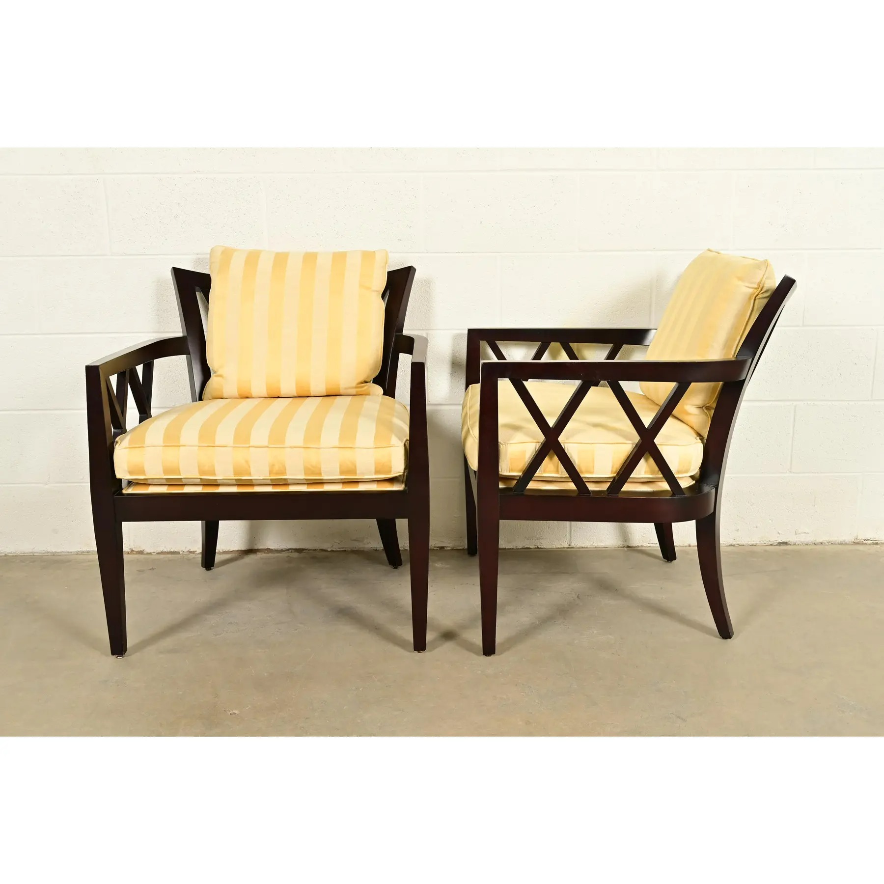 Barbara Barry for Baker Furniture Modern Regency Lounge Chairs, Pair - Image 12